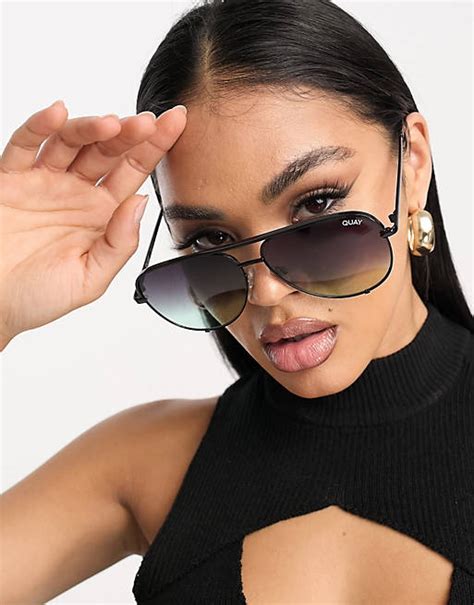 quay black oversized aviators sunglasses.